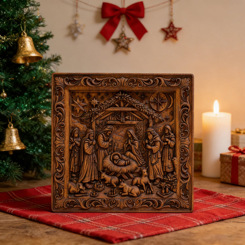 Detailed View of Nativity Relief - Carving Details